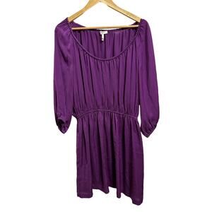 Joie women's purple satin long sleeve mini‎ dress size Medium
